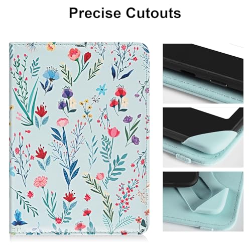Image of HoYiXi Universal Case for 6.8 Inch 7 Inch Kindle eReaders Compatible with Paperwhite /Kobo /BOOX T68 /iReader Ocean,6.8-7 inch eReaders Protective Case Cover Elastic Rope,Blue Flowers