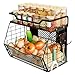 HISKIWUU Magnetic Shelf for Fridge with Wood Lid, Magnetic Spice Rack for Refrigerator Large Capacity Sturdy with 4 Hooks,Magnetic Basket for Kitchen Pantry Laundry (1 Set with Buckles)