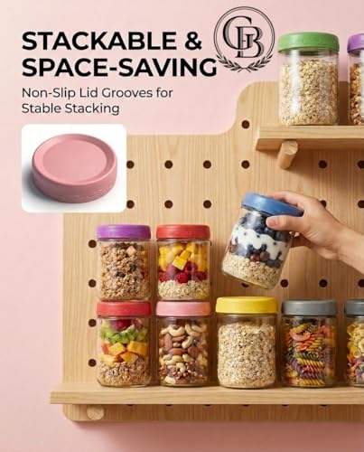 GLATABAM 16 oz Overnight Oats Jars