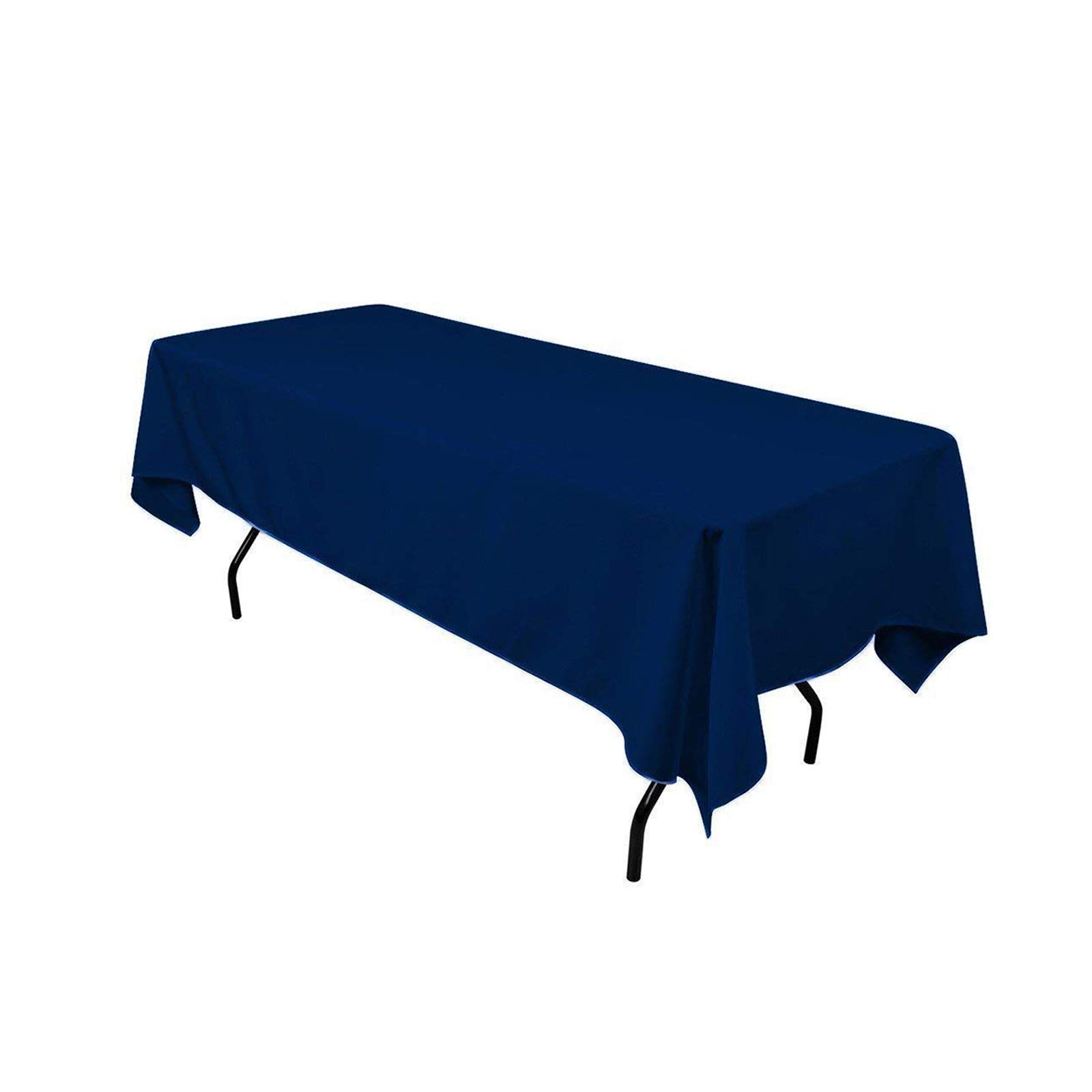 Nappe de table rectangulaire polyester bleu marine 152x260 anti-froissement