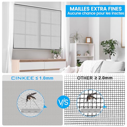 Fliegengitter Fenster 2-er Set 250 * 150cm | Zuschneidbar ohne Bohren Klebmontage | Insektenschutz Fenster Fliegenvorhang Moskitonetz, Schwarz