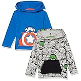 [Amazon Essentials] 2枚組 パーカー ライトウエイト 長袖 (旧ブランド名:Spotted Zebra) ディズニー マーベル スター・ウォーズ 幼児 ボーイズ Marvel Captain America 90