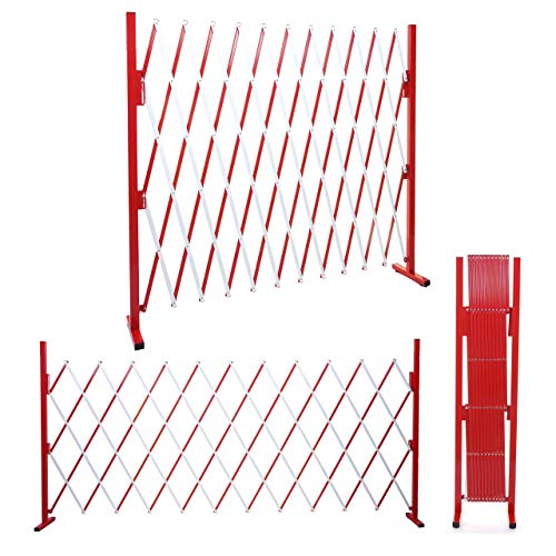 Absperrgitter HWC-B34, Scherengitter Zaun Schutzgitter ausziehbar, Alu rot-weiß - Höhe 153cm, Breite 36-300cm