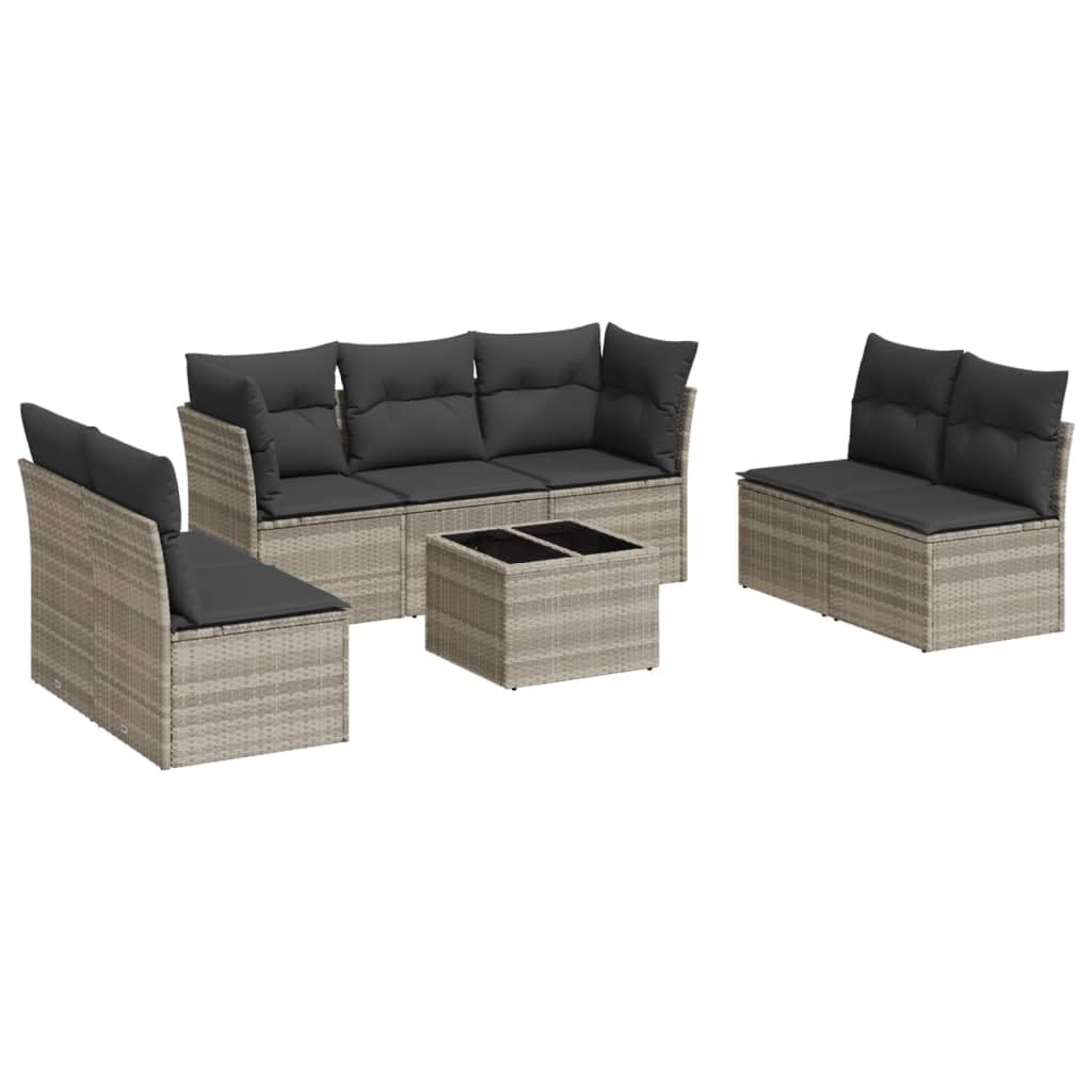 Set De Sofás Jardín 8 Pzas Ratán Sintético Gris