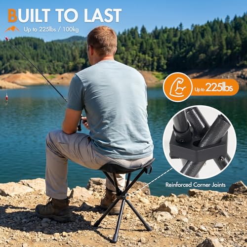 Image of Portal 2 Pack Tall Folding Tripod Stool for Adults Supports 225 lbs, Portable Lightweight Camping Seat with Carry Strap, Compact Foldable Outdoor Chair for Fishing, Hiking, Golf, Camping & Travel