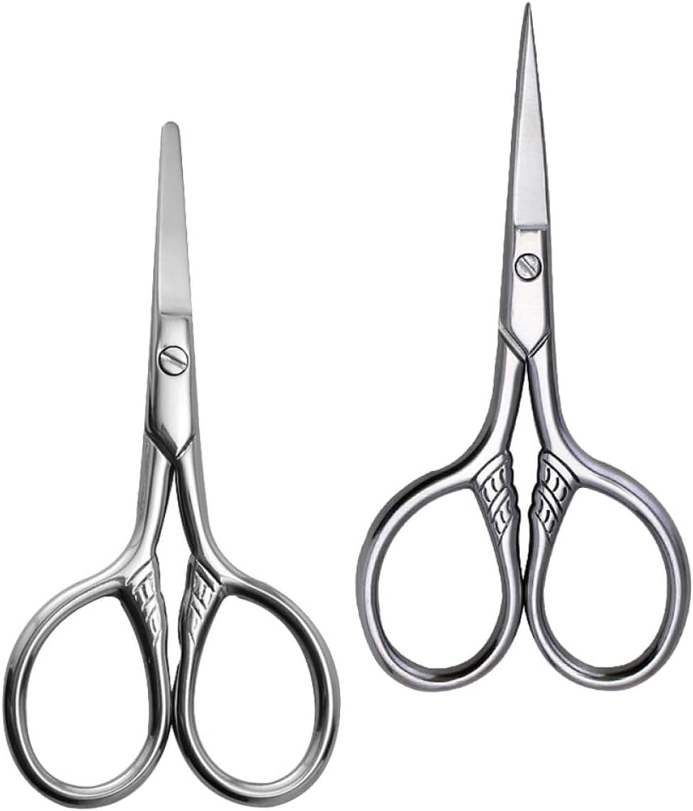 NOLITOY 4pcs Precision Eyebrow Trimmer Scissors Stainless Steel Brow Shaver Grooming Scissors for Women