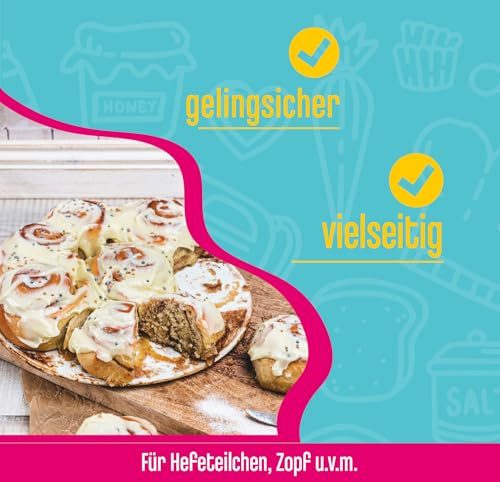 DECOCINO Süsser Hefeteig 400g - Fertige Backmischung, gelingsicher, für Profis und Anfänger, toller Hefeteig, einfache Handhabung, für Kuchen, Torten, kleines Gebäck