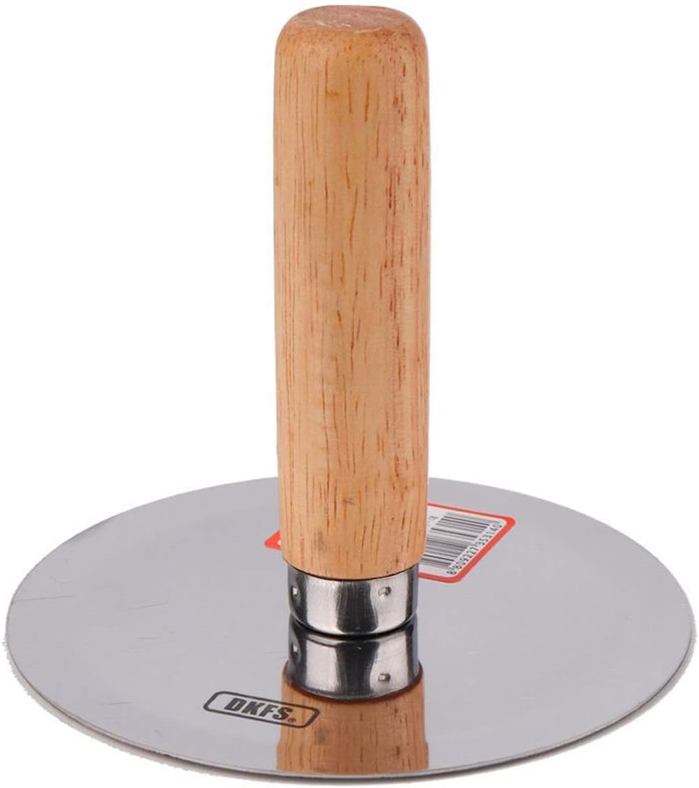 Korean Style Pancake Hotteok Hand Presser Stainless Steel Round Plate Wooden Handle