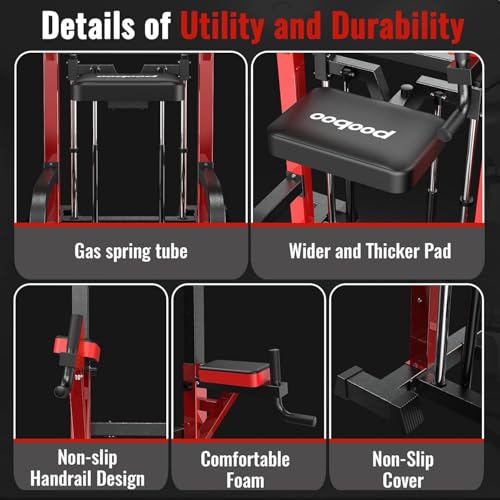 Image of Pooboo Power Tower Dip Station Pull Up Bar for Fitness Home Gym Workout,450 Pounds Multi-Function Adjustable Height Fitness Strength Training Exercise Equipment,with Power Elastic Ropes
