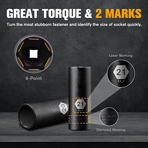 Pgroup 18-Piece 1/2" Drive Deep Impact Socket Set, Standard 6 Point Metric Sizes (10Mm - 24Mm), Cr-V Steel, With 3", 5", And 10" Impact Extension Bars And Heavy Duty Storage Case #TOP2