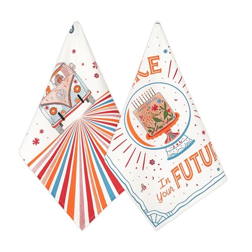 Folkulture FKSVKTCHB Kitchen Towels With Hanging Loop, Set Of 2, 100% Happy Birthday Towels cover