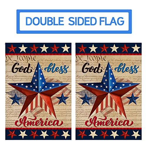 Patriotic God Bless America 4Th Of July House Flag 28 X 40 Inch Vertical Double Sided Blue Red Star Independence Day Memorial Day Yard Outside Décor #TOP1