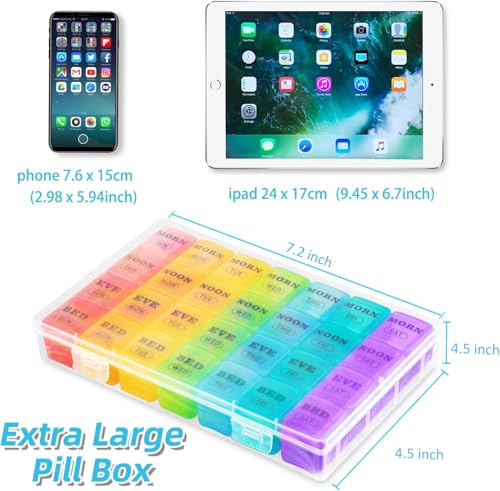 Image of Accuprints Pill Box Medicine Organizer |Size 18 x 11.5 cm| Weekly 7 Days 4 Times Storage 28 Compartments Case Moisture-Proof Portable Week Holder Container Daily use Planner Ideal for Travel Easy Home & Gifts