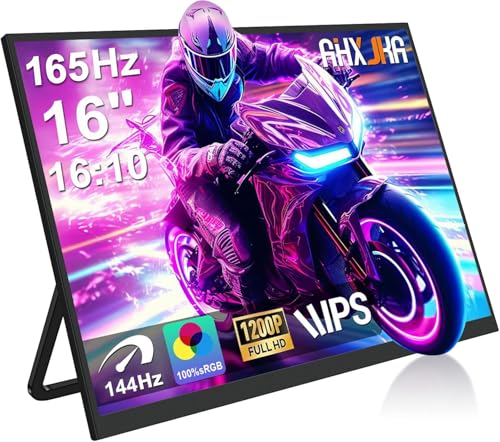 Image of Portable Monitor 16 inch 165Hz 1920x1200P 133% sRGB 16:10 FHD HDR Mini HDMI USBC Gaming Monitor Supports VRR with FreeSync, Speakers, VESA, External Second Screen for Laptop, PS,Mac, Xbox,Switch2