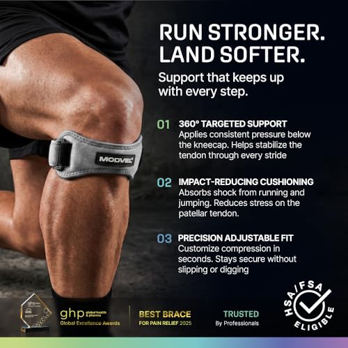 Image of Modvel Knee Strap Patella Tendon Support Brace Band, One Size, 2-Pack | Adjustable patellar tendon support strap reduces pressure on the patella; works as a knee strap, patella band and brace