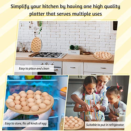 Reversible Wood Deviled Egg Platter And Charcuterie Board Thicken Size Egg Holder Countertop Refrigerator Egg Containers For Easter Egg Deviled Egg Charcuterie Board(Brown, 24 Egg Holder) #TOP4