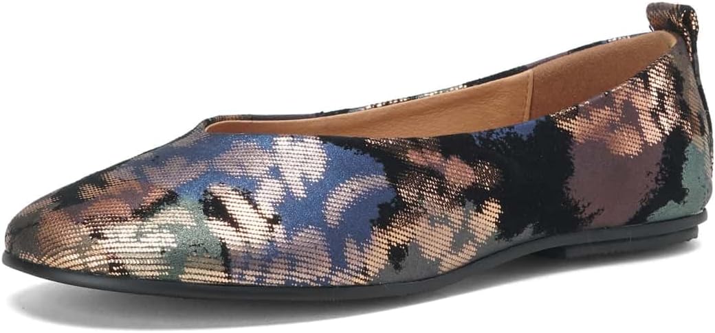 TinaCus Women's Ballet Flats Handmade Soft Leather Round Toe Flower Printed Dress Shoes