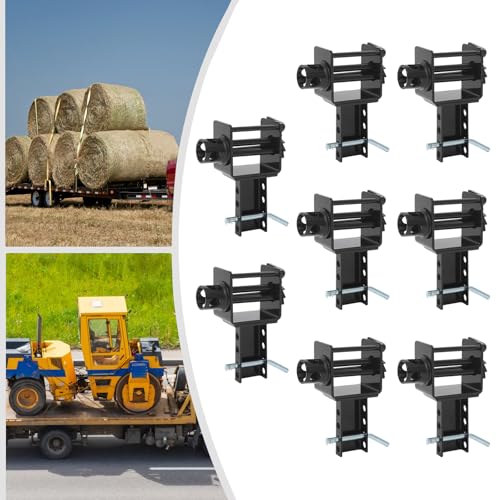 Image of Trailer Stake Pocket Winch, 8Pcs Stake Pocket Ratchet Straps, Working Load Limit 5,400Lbs and Breaking Strength 16,200Lbs, for Trailer Transport Scenarios, Logistics, Freight, Other Industries