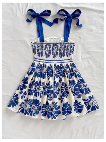 Image of Floerns Women's Summer Floral Print Tie Shoulder Cami Dress Flare Hem Boho Mini Dress
