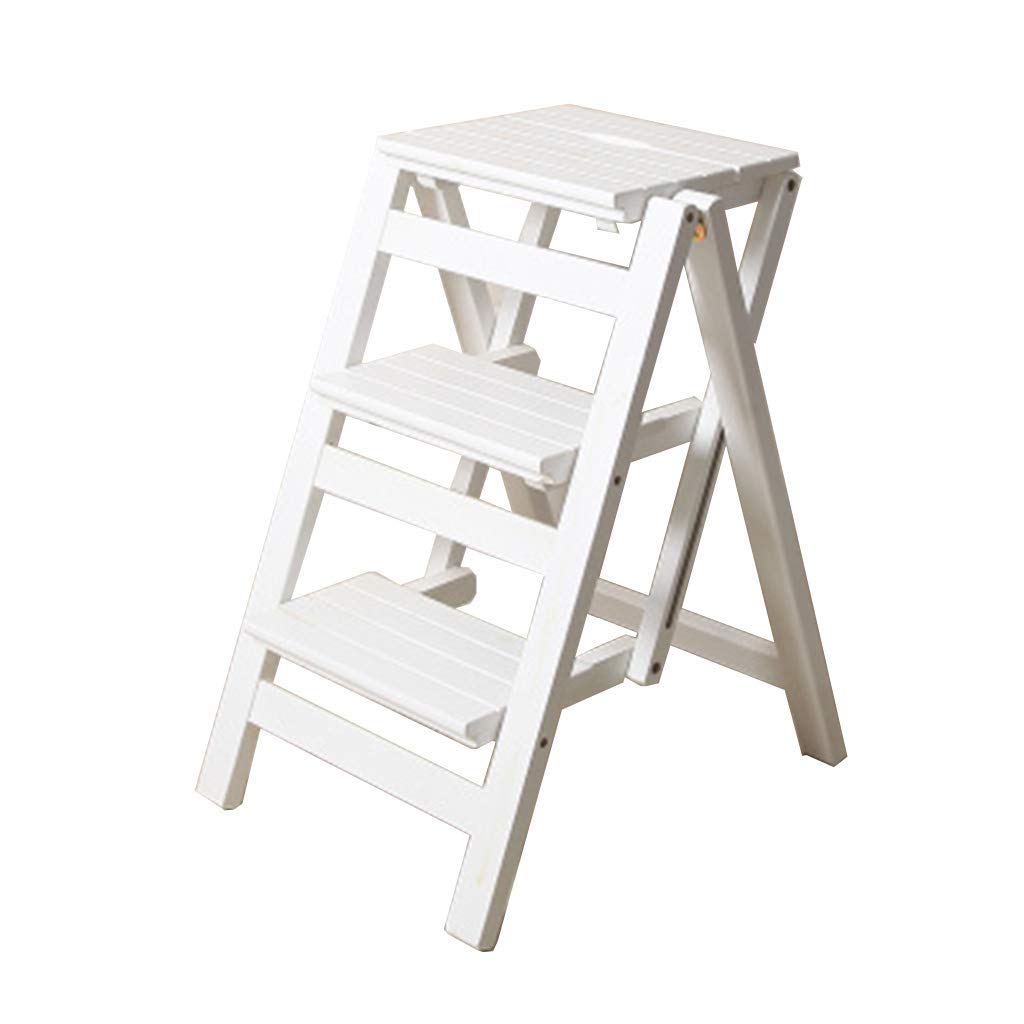 Escalera de madera de pino resistente con acabado natural y doble uso