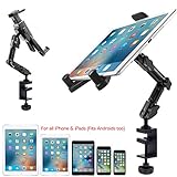 ChargerCity Heavy Duty Aluminum Alloy Pole/Bar Mic Microphone cymbal Stand Tablet Smartphone Holder Zoom Meeting Clamp Mount for iPad Pro Air Mini i-Phone XS 11 12 MAX Samsung Galaxy Tab S20 S21