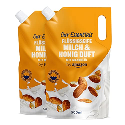 by Amazon Flüssigseife Nachfüllpackung Milch & Honig Duft, 500ml, 2er-Pack by Amazon Flüssigseife Nachfüllpackung Milch & Honig Duft, 500ml, 2er-Pack
