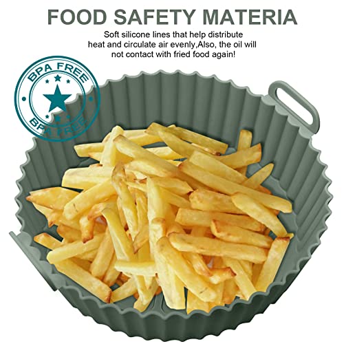 2Pcs Air Fryer Silicone Liners 3 To 5 Qt, Air Fryer Silicone Pot Food Safe Non Stick Air Fryer Basket Bowl Accessories, Reusable Replacement Of Flammable Parchment Liner Paper (Top 8In, Bottom 6.75In) #TOP3