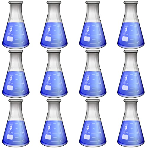150ml Narrow Mouth Erlenmeyer Flask, 3.3 Borosilicate Glass, Karter Scientific 213G19 (Pack of 12)