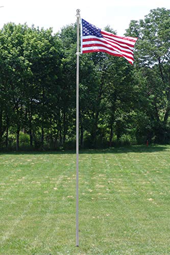Hosko 8Ft Ground Flag Pole, Floor-Mounted Flag Pole Kit Tangle Free Ground Flag Pole Kit For House, Spinning Stainless Steel Rustproof Pole, Suit For Outdoor Ground Yard & Garden (No Banner) #TOP5