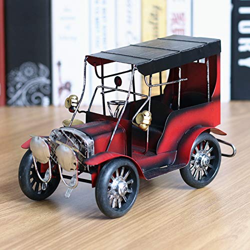 JT-House Creative Iron Art Retro Classic Car Model/Nostalgic Home Bar Restaurant Antique Vintage Car Ornaments/Children?s Birthday Gift Handmade Collectible Crafts/Static Metal Model (Red)