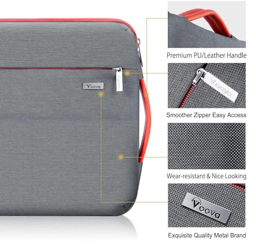 Voova 360°Protective Laptop Sleeve Case 14-15 inch, Waterproof Slim Computer Cover Bag with Handle Compatible with MacBook Air 15 M2/M3/M4, MacBook Pro 15, Hp chromebook 14, Grey - Image 2