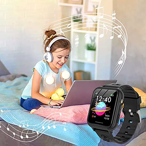 Jsbaby Smart Watch for Kids,Kids Smart Watch with Music Player,Pedometer,Math Games,SOS Call,Camera,Alarm,Recorder,Calculator,Mp3,for Birthday Gift Children Boys Girls (Black)
