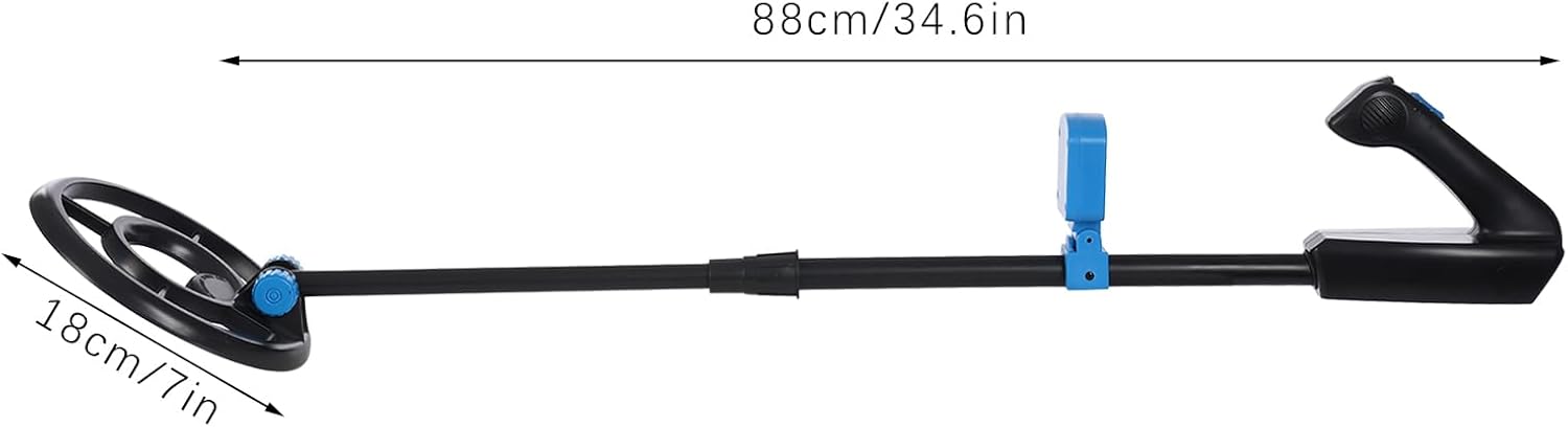 Metal Detector for Kids, 28-35.04 in Adjustable Foldable Kids Metal Detector, Waterproof, with Sound LCD Display, Shovel, Small Rake for Metal Hunting Games, Finding Metal Objects(Blue)