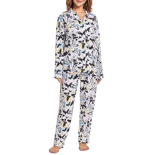 Image of Tugege Pajamas Set Long Sleeve Sleepwear Womens Button Down Nightwear Pj Sets