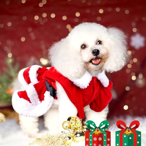 Disfraz de Perro Santa Claus con Falda de Terciopelo Rojo S miniatura 3