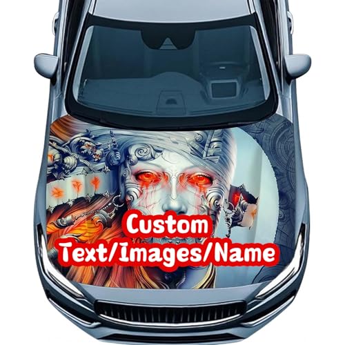 Custom Car Hood Cover Protector Waterproof Heat Resistant Anti-Scratch Vinyl Film High Elasticity DIY Wrap with Squeegee for Most Cars Trucks SUVs Sedans
