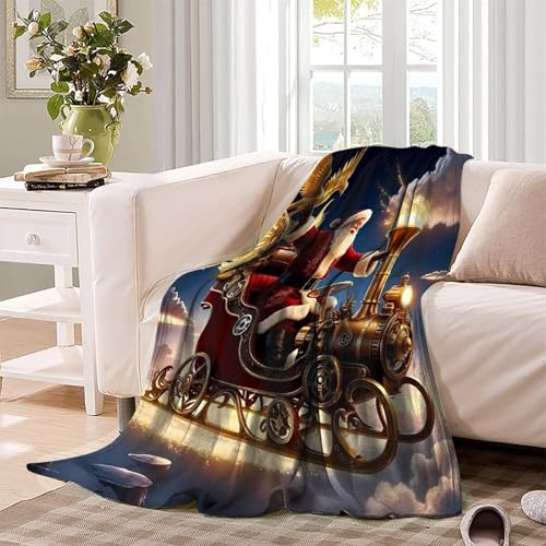 Couverture Père Noël 3D en microfibre chaude 150x200cm pour le lit - 4