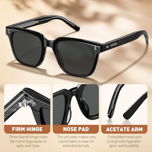 Image of AVAWAY Polarized Sunglasses for Men UV Protection, Square Acetate Frame Outdoor Driving Sun Glasses