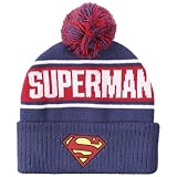 Bioworld Superman Logo & Name Text Blue Cuff Beanie