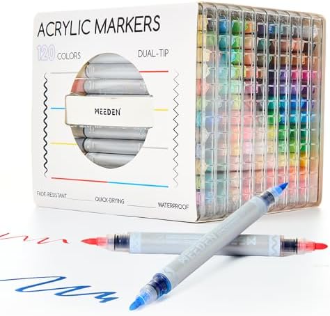 MEEDEN Artist Acrylic Paint Markers: 120 Colors Dual Tip Acrylic ...