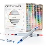 MEEDEN Artist Acrylic Paint Markers: 120 Colors Dual Tip Acrylic Marker with Brush & Round Tip for Art Supplies - Quick Dry Paint Pens with Automatic Ink Control for Wood, Canvas, Glass, Rock, Fabric