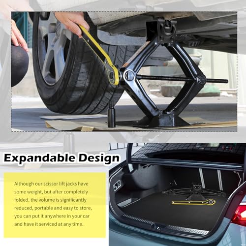 Image of Scissor Jack for Car with Ratchet Wrench,1.5T (3307lbs) Capacity Scissor Car Jack Kit for Lifting Light Vehicles,Heavy Duty Vehicle Accessories Tire Jacks Lifting Range of 3.94-13.19 inch