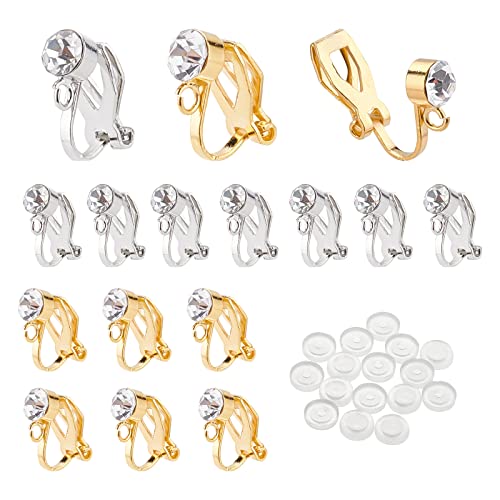 PandaHall Convertisseur de Boucles d'oreilles à Clipser, 2 Couleurs Boucles d'oreilles en Laiton Clips de Boucles d'oreilles avec Boucles d'oreilles pour Oreilles Non Percées DIY Boucle d'oreille