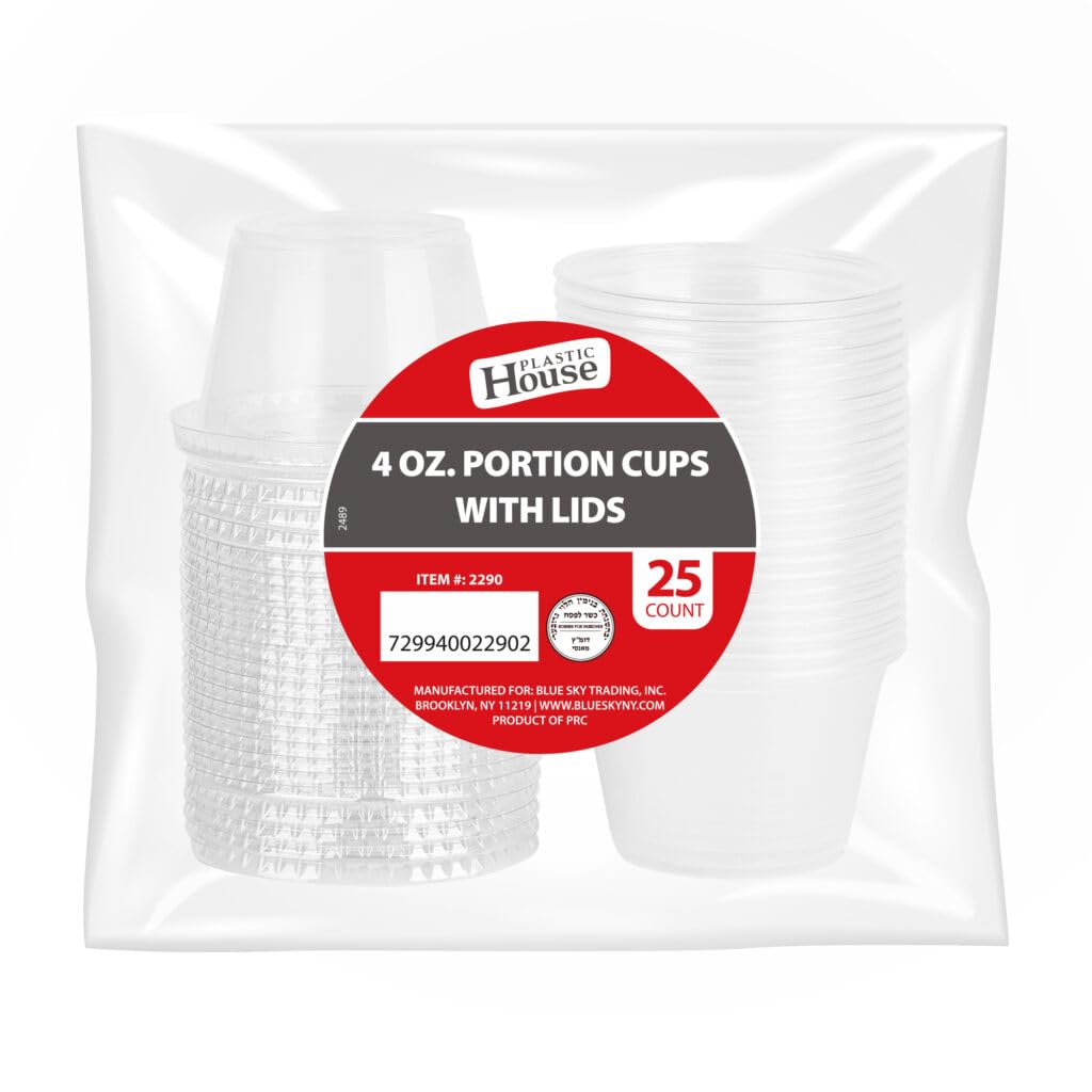 Photo 1 of Portion Cups with Lids - 4 oz, Plastic - Case Pack of 600 - For Sauces, Dressings & Food Portioning