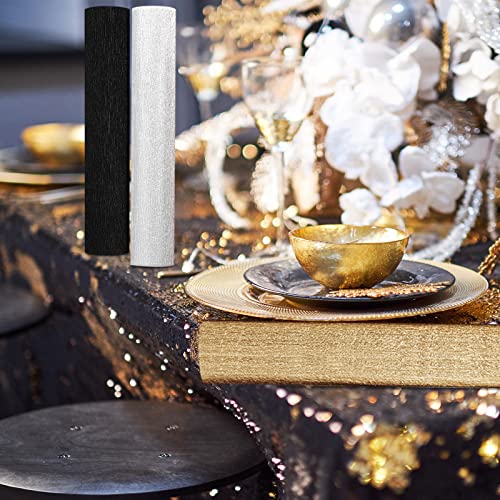 Whaline 6 Pack Black Gold Silver Crepe Paper Rolls 29.5Ft 3 Colors Party Wide Streamers Crepe Paper Roll Decorative Craft Streamer For Diy Gift Wrapping Paper Crafts Room Wall Decor #TOP6