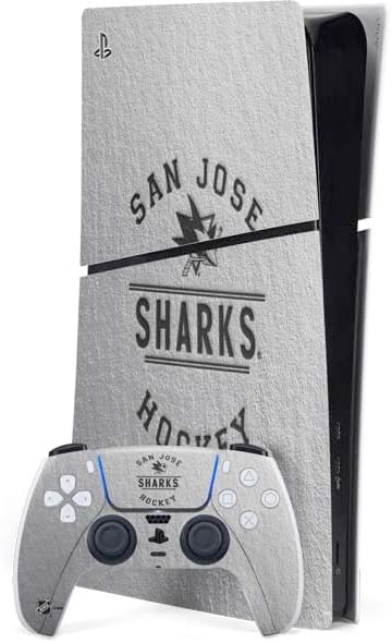 Skinit Decal Gaming Skin Compatible with PS5 Slim Digital Edition Bundle - Officially Licensed NHL San Jose Sharks Black Text Design