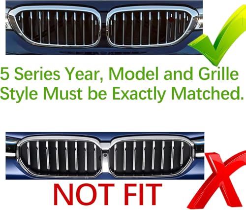 Image of Automotive Grille Inserts for BMW 5 Series Sedan G30 G31 G38 2017-2020 520i 530i 540i 550i (Fit Only 9 Beam),Front Grill Accessories