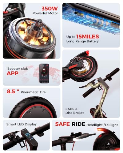 Image of iScooter Electric Scooter Adults, 18 /15 /12 Miles Long Range,22 /19 /18 Mph Top Speed, Commuting Electric Scooter with Cruise Control, Double Braking Systems Escooter for Adults and Teens