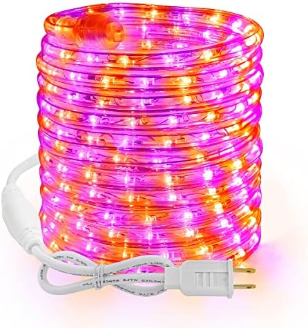 Brizled Purple & Orange Rope Lights, 18ft 216 LED Orange Halloween Rope Lights, 120V Plugin Rope Lights Connectable, Indoor Outdoor Halloween Lights Waterproof Tube Rope Light for Halloween Tree Patio
