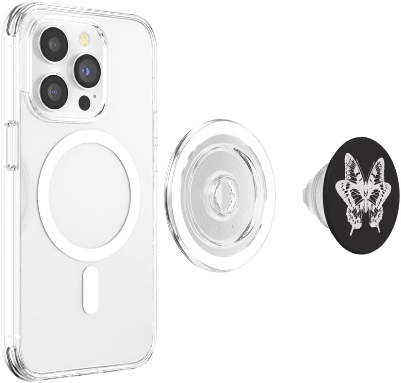 PopSockets Butterfly Phone Grip - B&W Sketched Butterfly PopSockets PopGrip for MagSafe